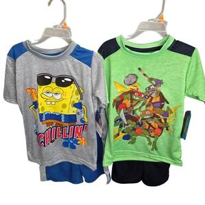 Boys Size 4 Spongebob 2pc Set and Ninja Turtles 2pc Set NWT